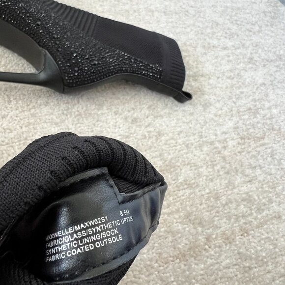 Steve Madden Maxwelle Black Pointed Toe Knit Heeled Booties Boots Shoes 8.5 - Picture 2 of 9